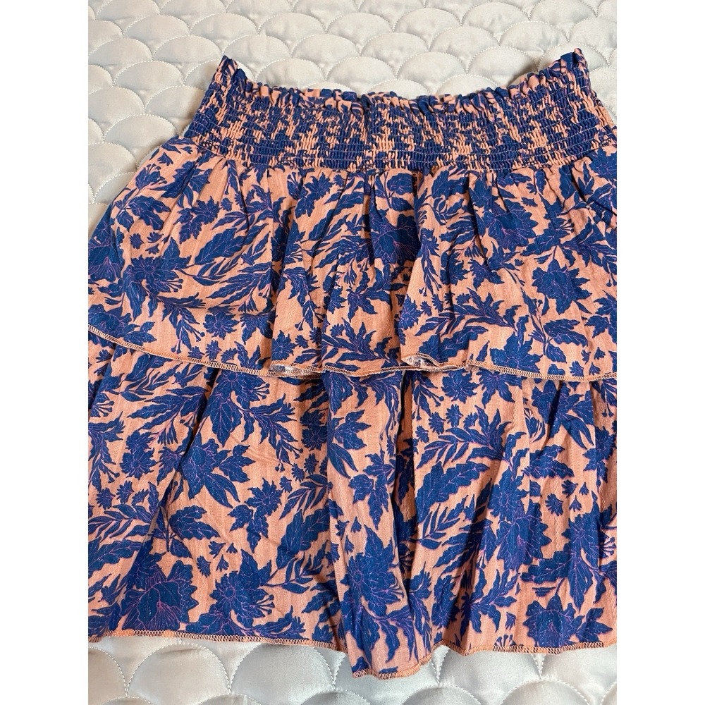 Universal Thread Tiered Skirt Women's Large Pink Blue Floral Short Ruffle - Picture 4 of 7